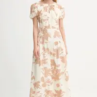 Lněné šaty Answear.LAB hnědá barva, maxi