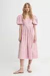 Bavlněné šaty Stine Goya růžová barva, midi, SG-SS25-D113-2344