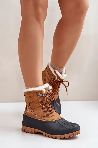 Lee Cooper Women's Lace-up Snow Boots with Fur LCJ-24-44-2869 Camel