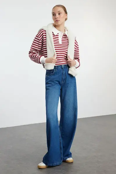 Trendyol Blue High Waist Extra Wide Leg Palazzo Jeans