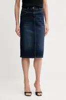 Džínová sukně Morgan JAPA tmavomodrá barva, mini, pouzdrová, JAPA