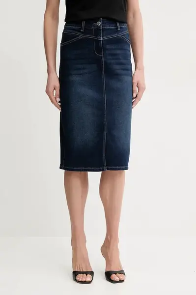 Džínová sukně Morgan JAPA tmavomodrá barva, mini, pouzdrová, JAPA