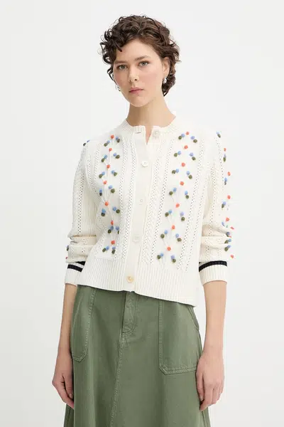 Kardigan s příměsí vlny PS Paul Smith dámský, béžová barva, W2R-589N-T31335