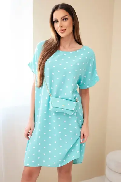 Dámske bodkované šaty s kabelkou