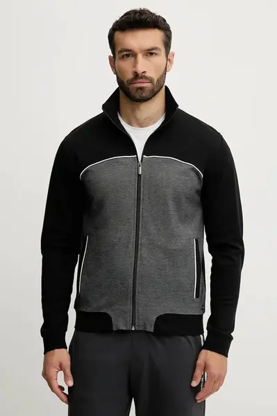 Mikina BOSS Tracksuit Jacket pánská, černá barva, vzorovaná, 50545567