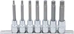 BGS technic Zástrčné hlavice XZN 1/2", M5-M14, prodloužené 100 mm, sada 7 dílů na liště - BGS 5175