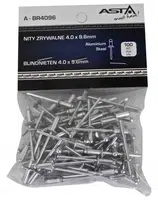Trhací nýty hliník-ocel, 4,0 x 12,7 mm, s plochou hlavou, sada 100 ks - ASTA Velikost: 4.0x9.6 mm