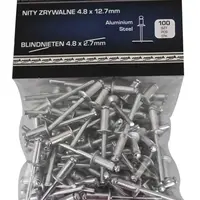 Trhací nýty hliník-ocel, 4,0 x 9,6 mm, s plochou hlavou, sada 100 ks - ASTA Velikost: 4.0x9.6 mm
