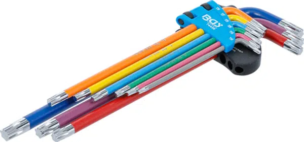 BGS technic Zástrčné klíče Torx T10-T50, vícebarevné, extra dlouhé, 9 ks - BGS 74459