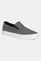Tenisky Tommy Hilfiger TH HI VULC LOW SLIP ON CH pánské, černá barva, FM0FM05390