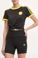 Kraťasy adidas Originals Essential dámské, černá barva, hladké, high waist, JD1548
