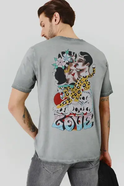 Bavlněné tričko Medicine šedá barva, s potiskem