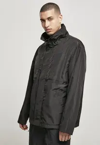 Nylon crepe jacket with double pocket black