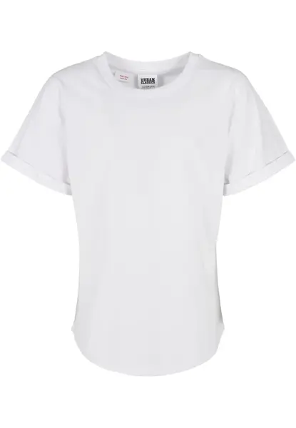 Long Shaped Turnup Tee T-Shirt for Boys - White