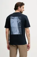 Bavlněné tričko BOSS Orange Te_section pánské, tmavomodrá barva, s potiskem, 50546374