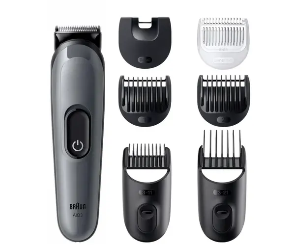 Multifunkční zastřihovač vlasů, vousů a těla Braun Series 3 AIO3540 - šedý + dárek zdarma