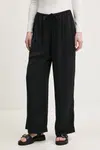 Kalhoty Abercrombie & Fitch dámské, černá barva, široké, high waist, KI156-5147