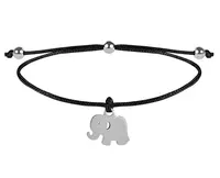 Troli Šňůrkový náramek Slon černá/ocelová