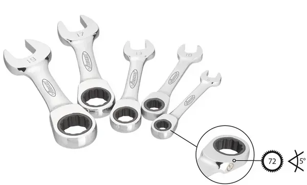 Sada krátkých očkoplochých ráčnových klíčů, 5 ks - VIGOR V2815