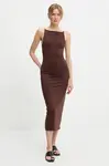 Šaty Answear.LAB hnědá barva, midi, přiléhavé