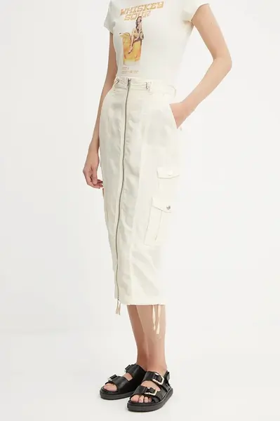 Sukně s příměsí lnu Guess CASEY