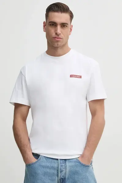 Bavlněné tričko Calvin Klein bílá barva, s potiskem, K10K114158