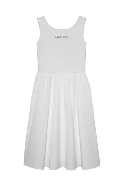 Dívčí šaty Calvin Klein Jeans bílá barva, midi, IG0IG02908