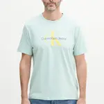 Bavlněné tričko Calvin Klein Jeans tyrkysová barva, s potiskem, LV040EM286