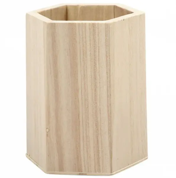 Dřevěný stojan na tužky šestihranný