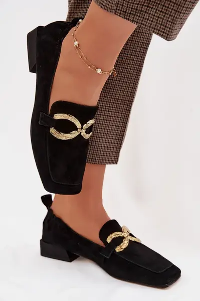 S. BARSKI dámské mokasíny ze semiše s ozdobným detailem