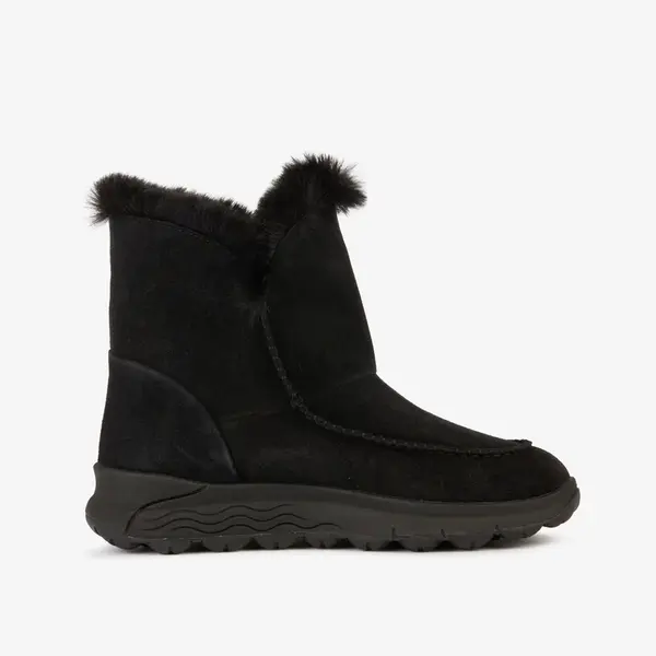 Čierne dámske zimné semišové členkové topánky Geox Spherica