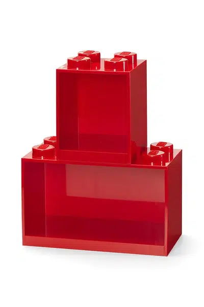 Sada nástěnných polic Lego červená barva