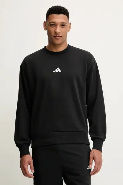 Mikina adidas Feelcozy pánská, černá barva, hladká, JE3837