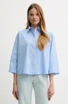 Košile Sisley dámská, modrá barva, relaxed, s klasickým límcem, 57ZBLQ09C