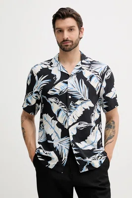 Košile Tommy Hilfiger pánská, černá barva, regular, MW0MW39449