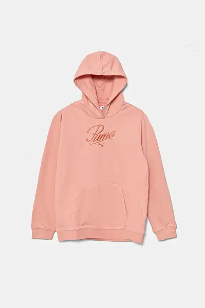 Dětská mikina Puma ESS SCRIPT Hoodie TR oranžová barva, s kapucí, s aplikací, 685806