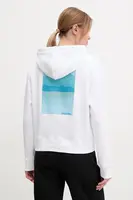 Mikina Rossignol Waterfall dámská, bílá barva, s kapucí, s potiskem, RLNWS02