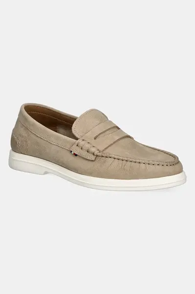 Nubukové mokasíny Tommy Hilfiger TOMMY HILFIGER NUBUCK P LOAFER béžová barva, FM0FM05350