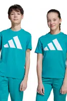 Dětské bavlněné tričko adidas tyrkysová barva, s potiskem, JV9885