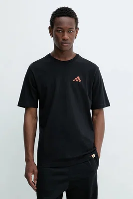Bavlněné tričko adidas Doodle Hunt Hike Graphic T-Shirt pánské, černá barva, s potiskem, KA7139