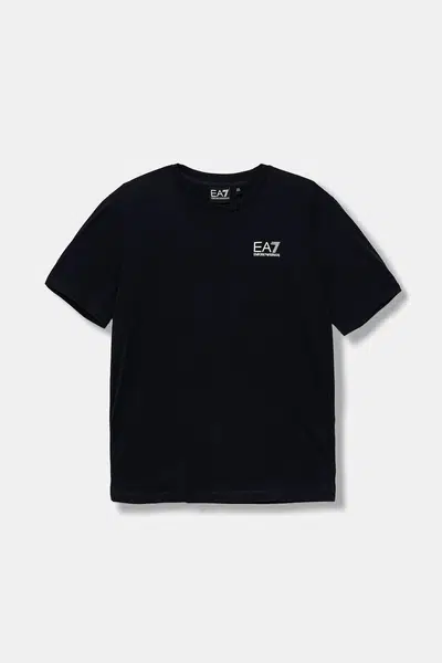 Dětské bavlněné tričko EA7 Emporio Armani černá barva, s potiskem, 7B000020 AF10378