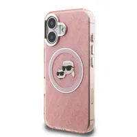 Zadní kryt Karl Lagerfeld IML K&CH Heads Repeated Logo MagSafe pro Apple iPhone 16, růžová