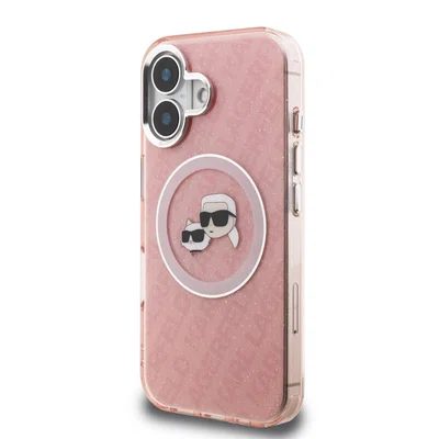 Zadní kryt Karl Lagerfeld IML K&CH Heads Repeated Logo MagSafe pro Apple iPhone 16, růžová