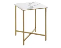 Štvorcový odkladací stolík Albufeira 39x39 cm, zlatý/mramorový%