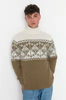 Trendyol Mink Regular Wool Turtleneck Ethnic Knitwear Sweater