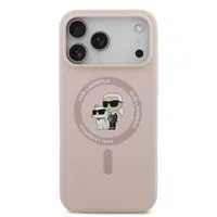 Zadní kryt Karl Lagerfeld Liquid Silicone Karl and Choupette MagSafe pro Apple iPhone 17 Pro Max, růžová