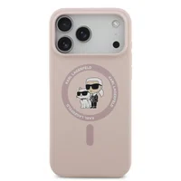 Zadní kryt Karl Lagerfeld Liquid Silicone Karl and Choupette MagSafe pro Apple iPhone 17 Pro Max, růžová