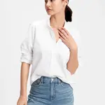 GAP Košeľa fitted boyfriend shirt in oxford Biela