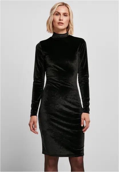 Women's velvet dress with turtle neck black