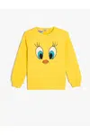 Koton Tweety Sweatshirt Licensed Crew Neck Cotton